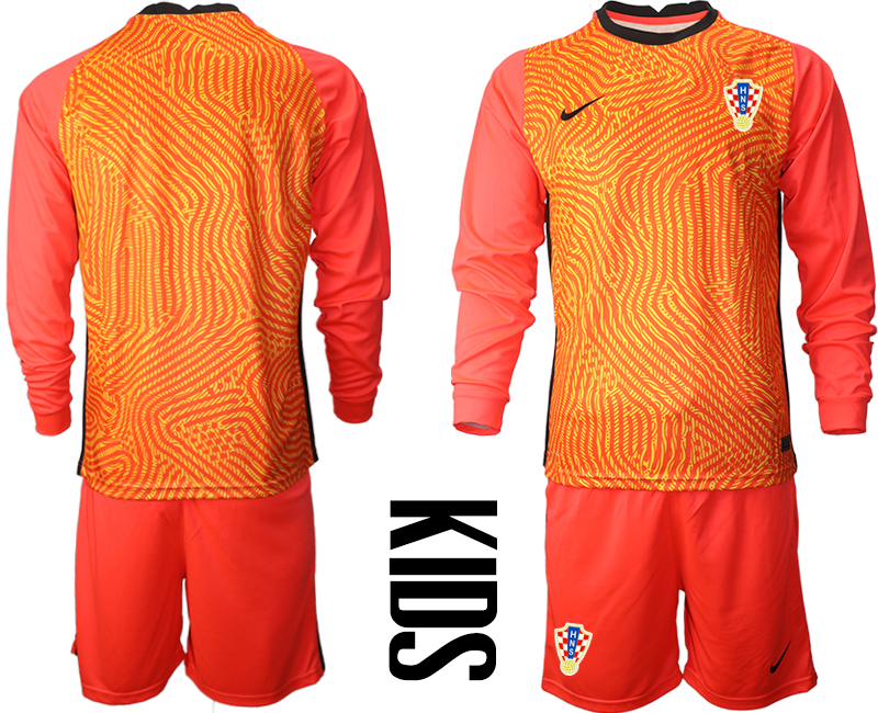 Youth 2021 European Cup Croatia red Long sleeve goalkeeper Soccer Jersey